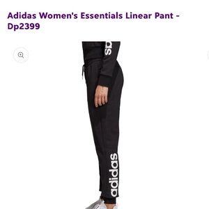Adidas Women's Black Track Pant W E Line Slim Tapered High Waist White Logo L